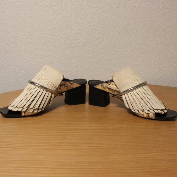 Proenza Schouler Animal Print Fringe Trim Accent Slides - Picture 1 of 7